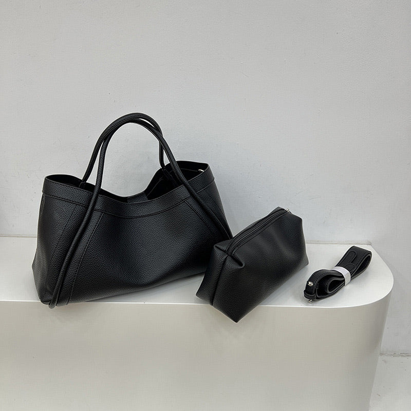 Women's PU Leather Tote Bag with Matching Purse