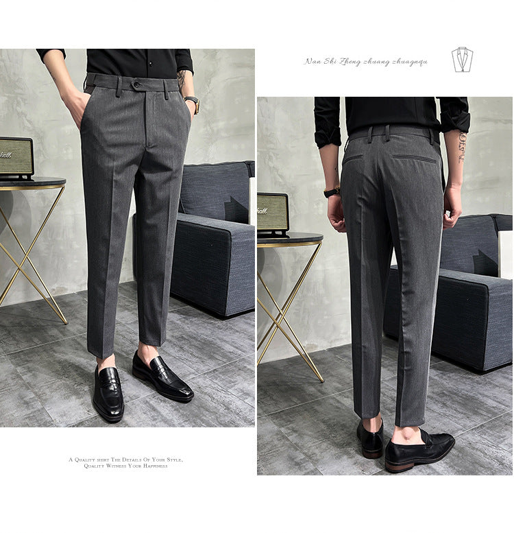 Solid Color Slim Fit Formal Pants