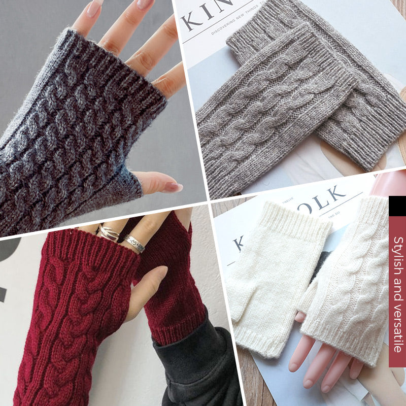 Unisex Half-finger Knit Glove