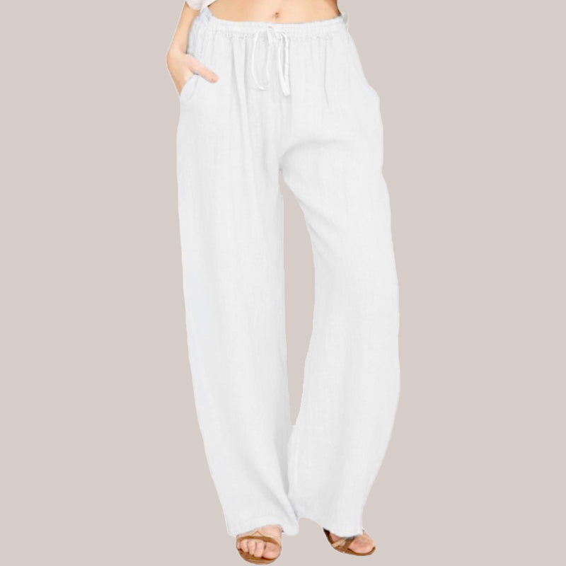 Women's Summer Cotton Linen Wide Leg Pants