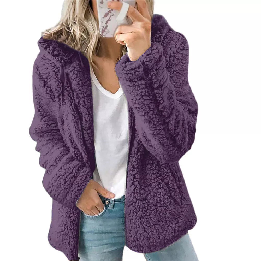 Women Open Front Hooded Cardigan Pocket Outwear