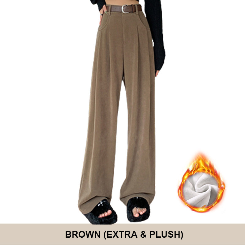 Nice Gift*Women'S Plush Wide Leg Pants Corduroy High Waistline