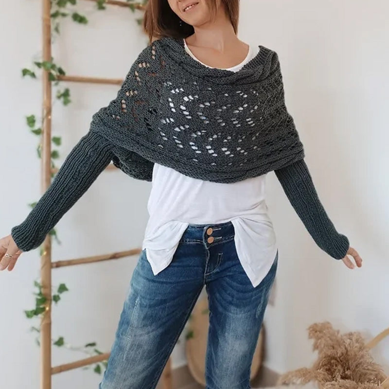 🔥Women’s Knitted Cut-Out Shawl Poncho Wrap