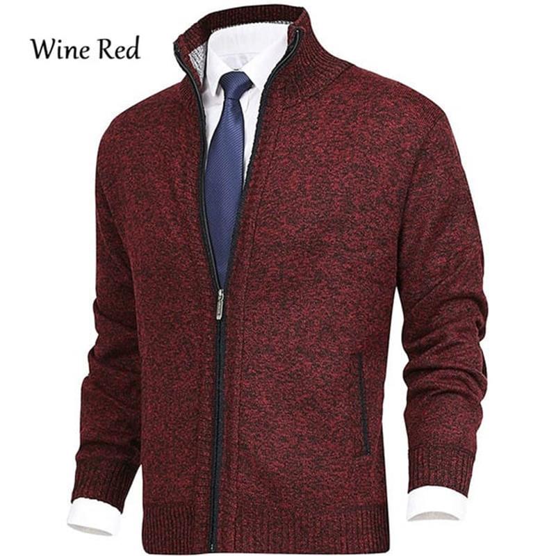 🔥Men's Solid Color Stand Collar Fashion Cardigan Sweater Knit Jacket