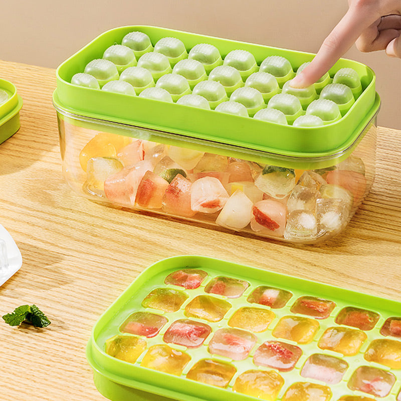 Stackable Easy Release Ice Cube Mold&Trays with Container Ice Scoop and Press Plate