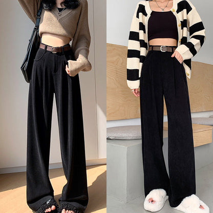 Nice Gift*Women'S Plush Wide Leg Pants Corduroy High Waistline