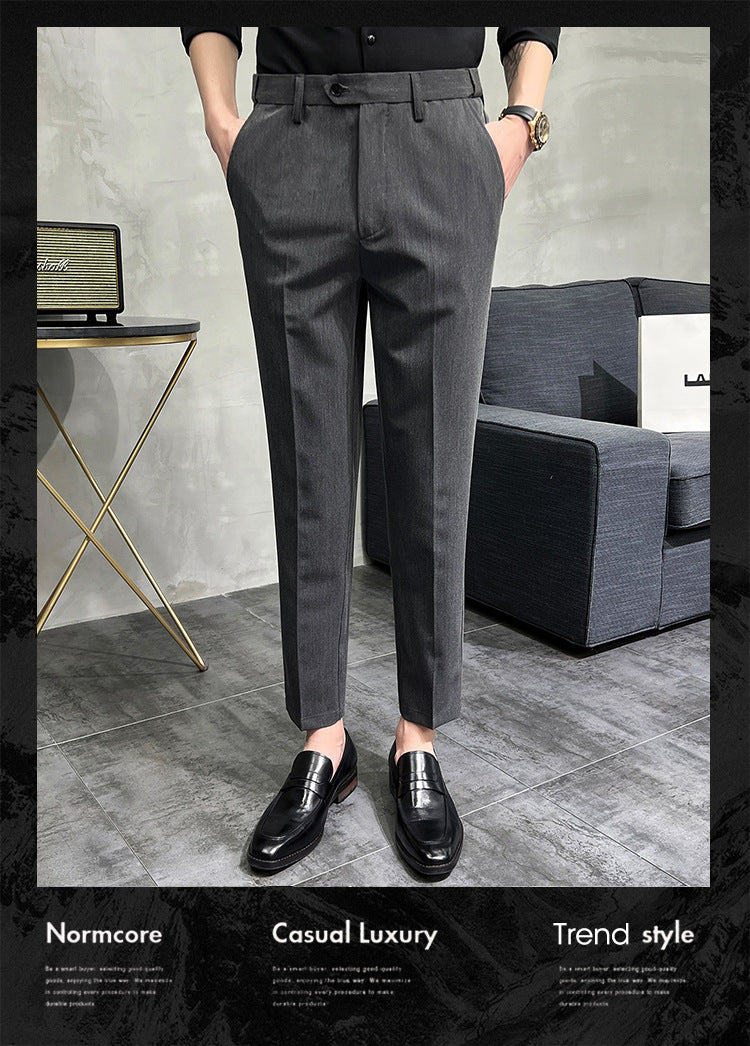 Solid Color Slim Fit Formal Pants