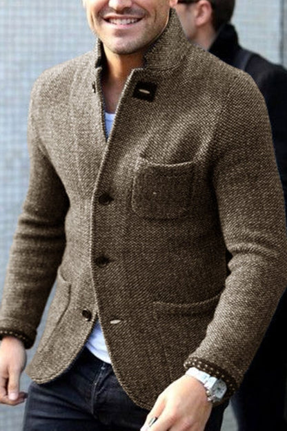 Men's Retro Grey Knitted Jacket