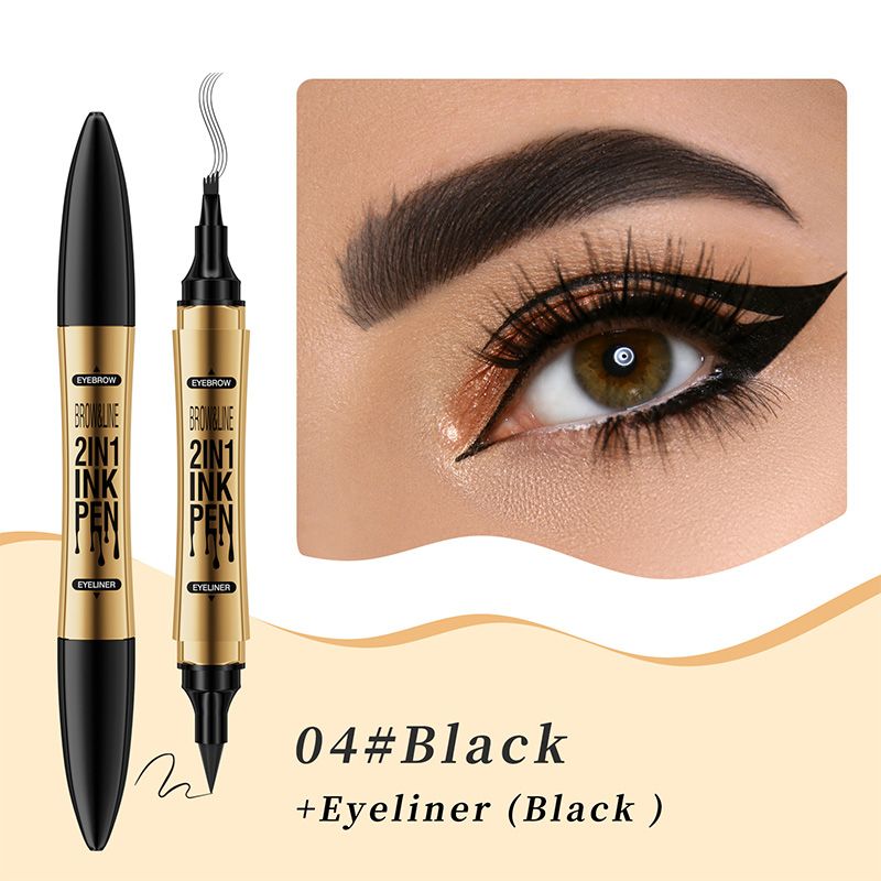 2-in-1 Waterproof Magic 4-fork Eyebrow Pen & Eyeliner