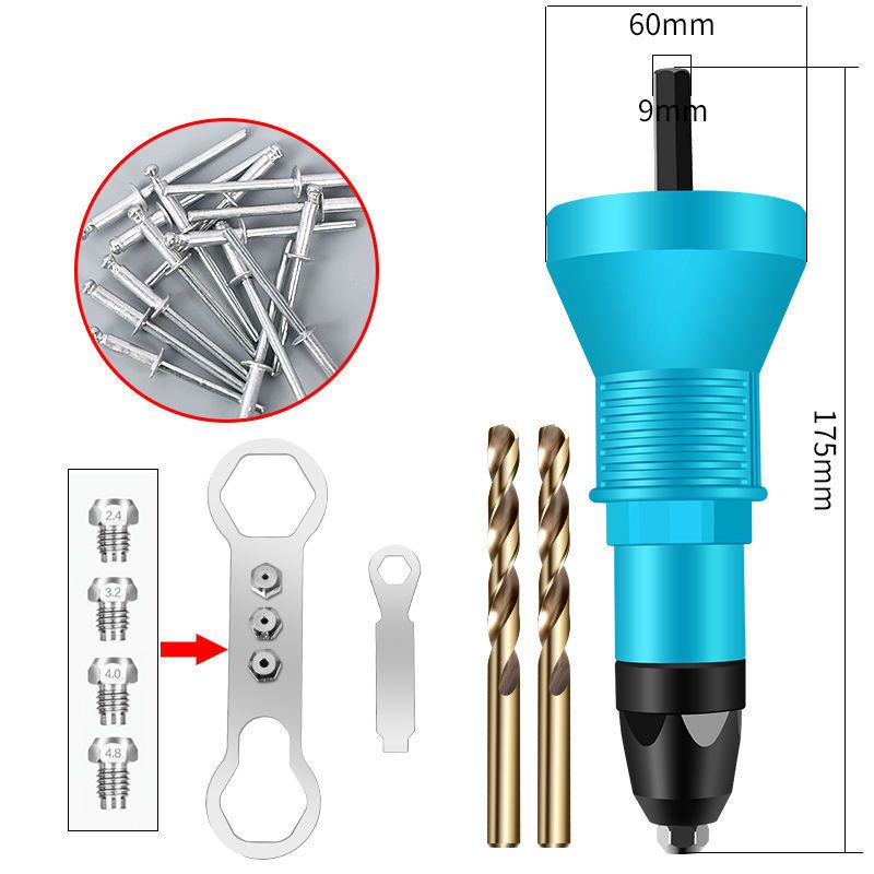 Professional Rivet Drill Head Adapter Kit