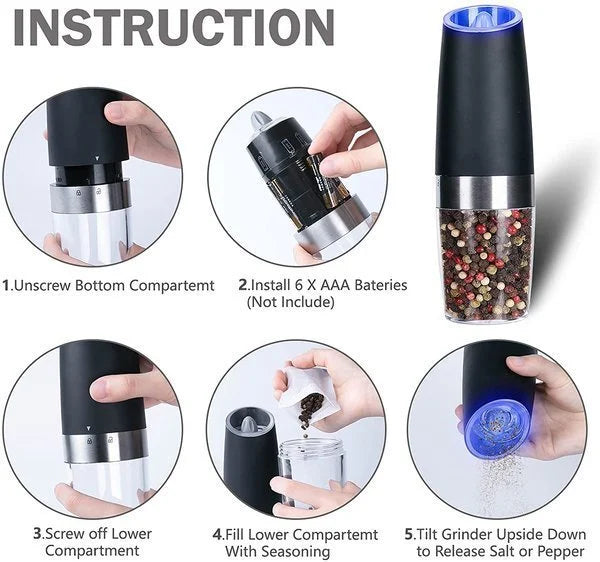 🧂Automatic Electric Salt And Pepper Mill With Gravity Sensor