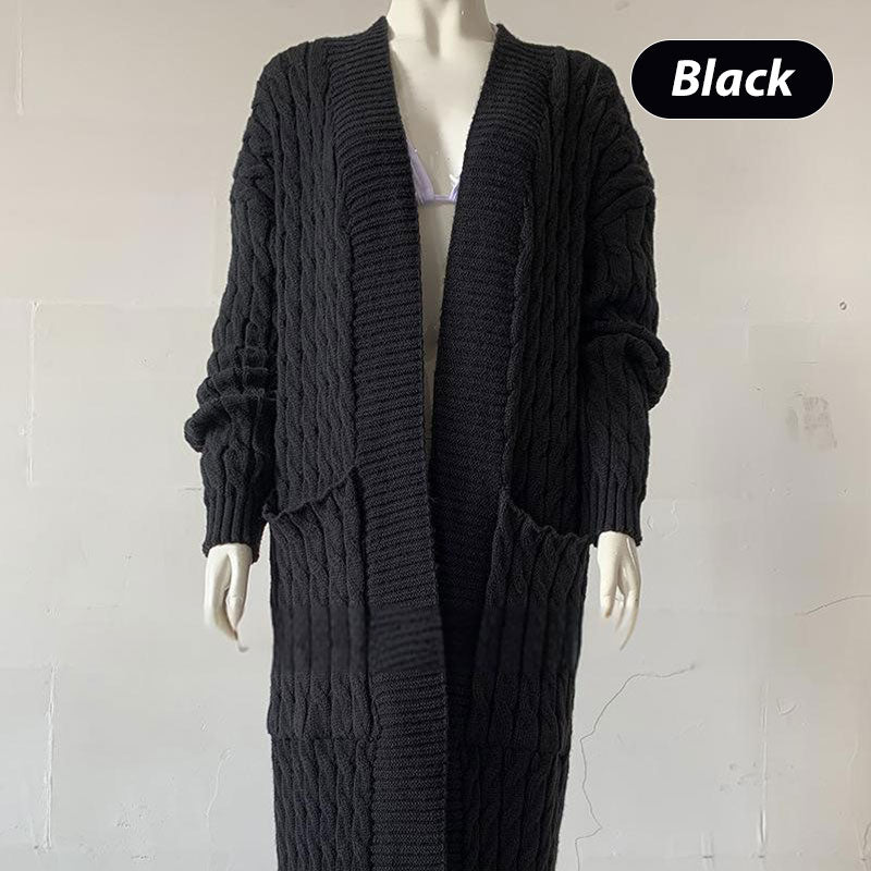 Stylish Cable Knit Dual Pocket Cardigan