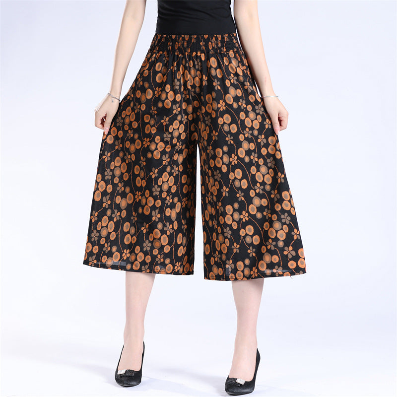 (Women's Day Sale) Women's High Elastic Waist Pleated Chiffon Wide Leg