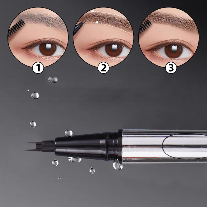 Multi-Purpose Waterproof Eyebrow Pen with Bifurcated Tip