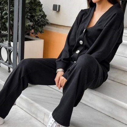 🔥Women's Knitted Buttoned Jacket and Pants Two-piece Set