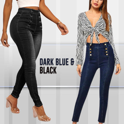 Double Breasted High Waist Skinny Jeans