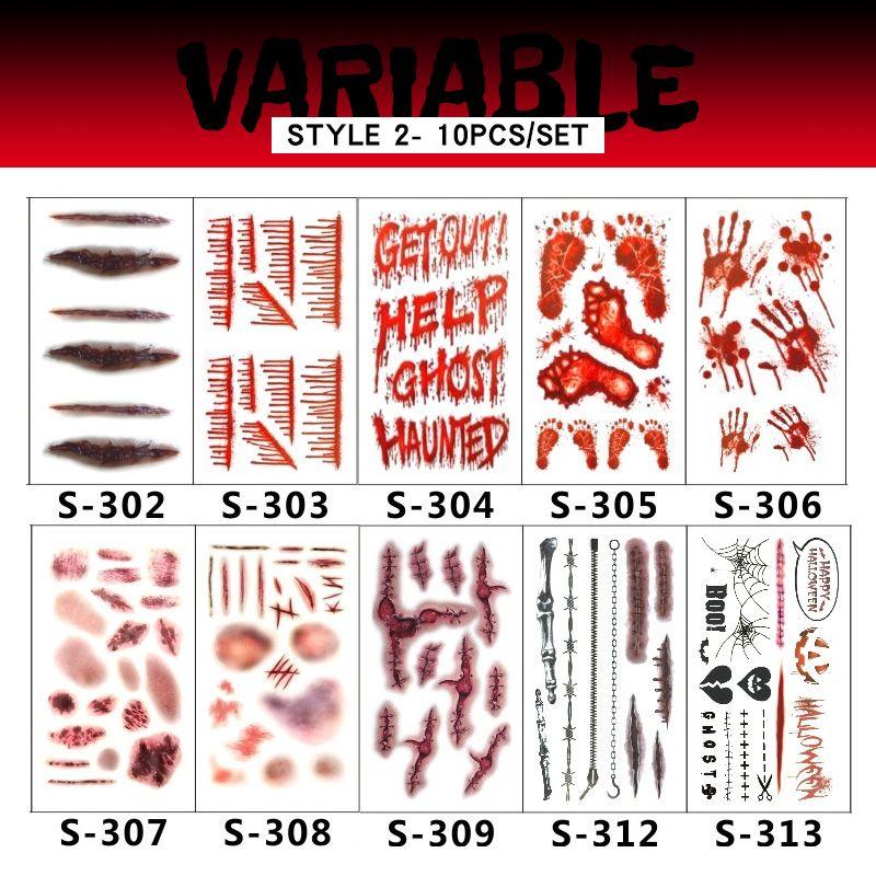 Halloween Wound Makeup Temporary Tattoo 10pcs/set