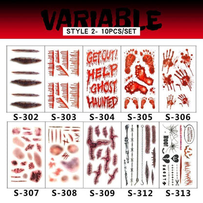 Halloween Wound Makeup Temporary Tattoo 10pcs/set