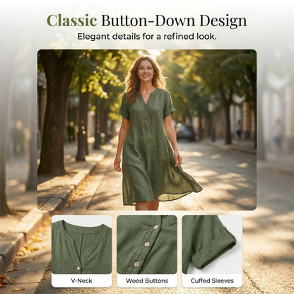👗Women's V-Neck Tunic Dress – Relaxed Fit, Pockets & Breathable