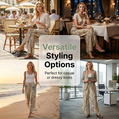 Women's Printed Wide-Leg Drawstring Trousers