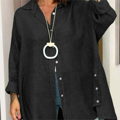 Women's Casual Solid Color Long Sleeve Button Down Shirt