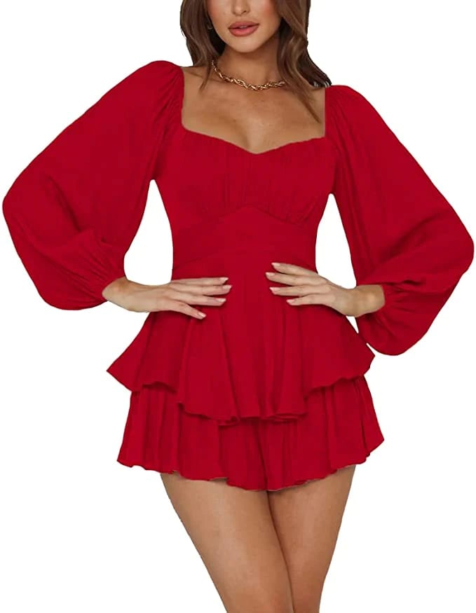 Solid Color Ruffle Romper