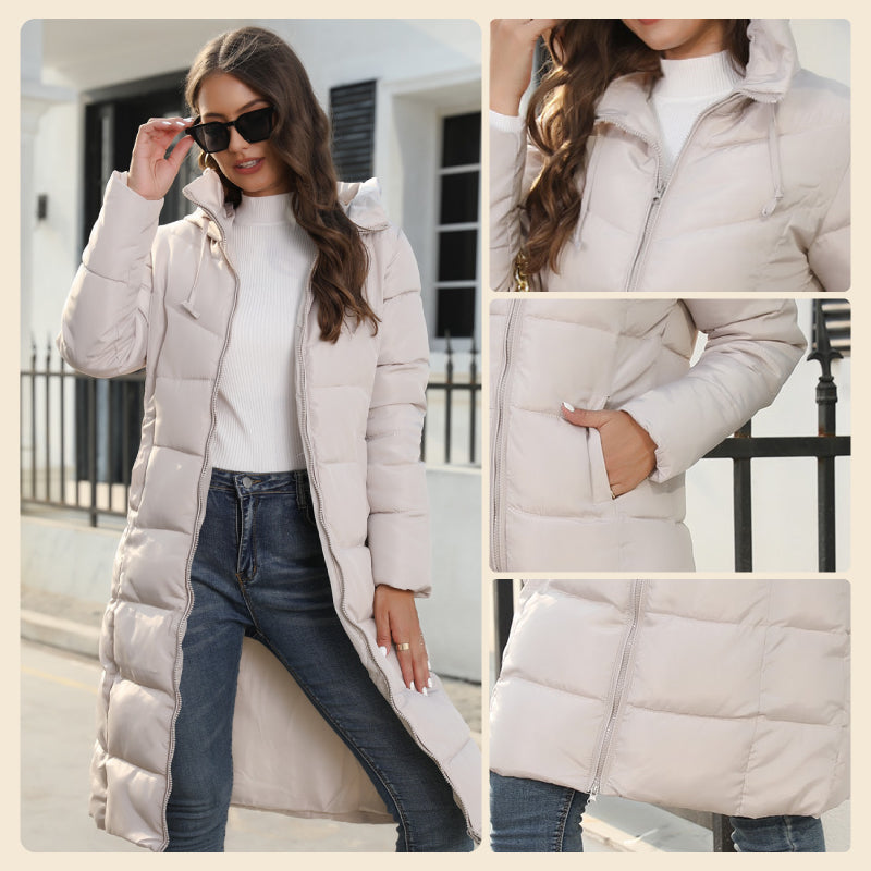 Women's Mid-Length Hooded Cotton Jacket Coat