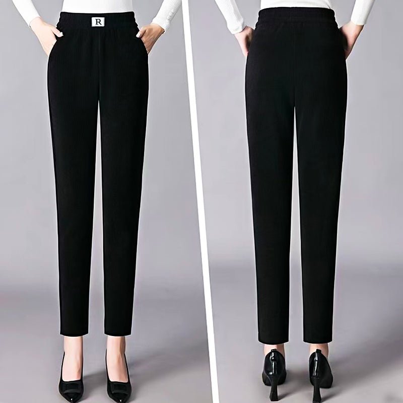 Corduroy High Waist Straight Leg Plush Pants For Women