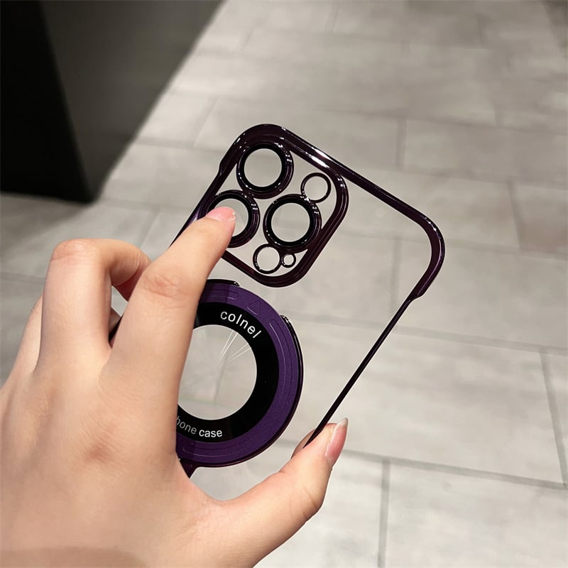 Frameless Magnetic For iPhone Case with Invisible Ring Stand