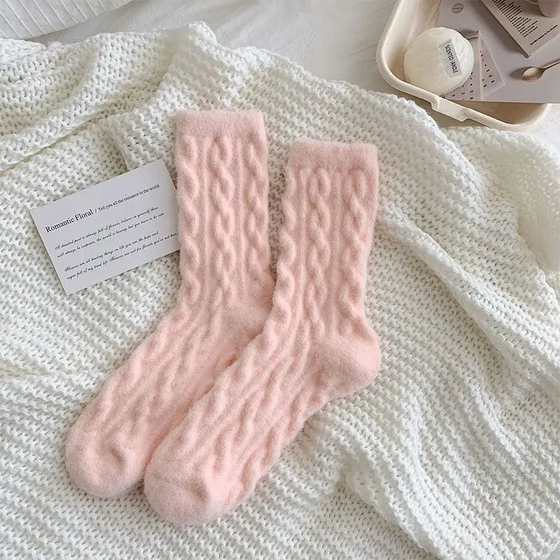 Soft Waxy Macaron Color Thermal Socks for Women - Great Gift