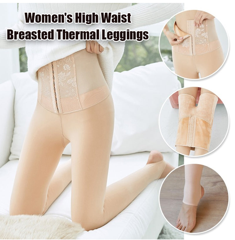 Women's High Waist Breasted Thermal Leggings