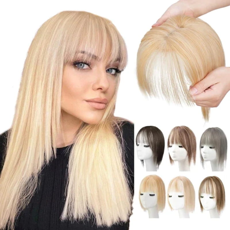 🎁Christmas sale🎅🔥Natural Hair Toppers with Bangs for Women