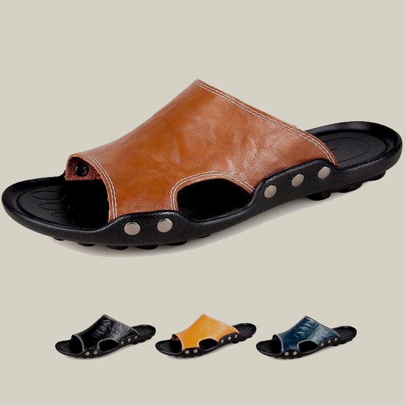 Men's Leather Slide Sandals