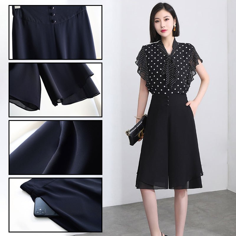 Elegant Wide-leg Chiffon Culottes