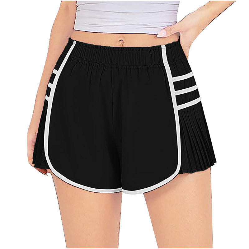 High Waist Pleated Sports Shorts