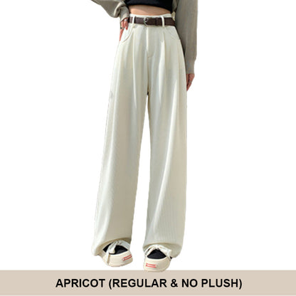 Nice Gift*Women'S Plush Wide Leg Pants Corduroy High Waistline