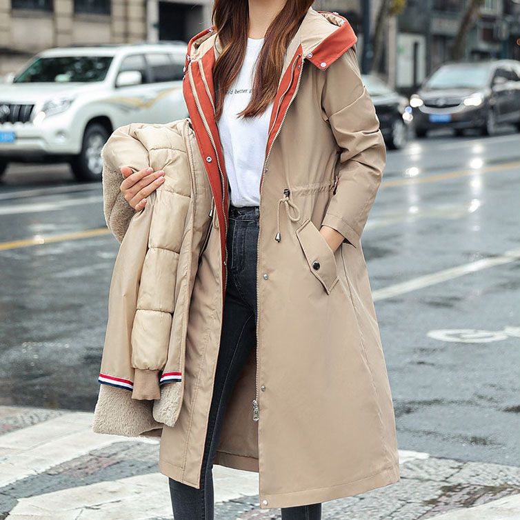 Women's Winter Hooded Furry Collar Casual Parka Coat