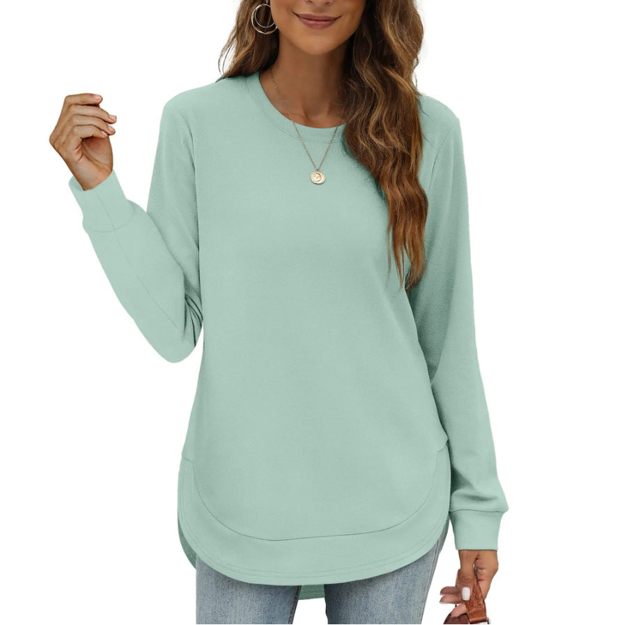 🍂Women's Sweatshirt Crewneck Long Sleeve Shirts High Low Tops Curved Hem