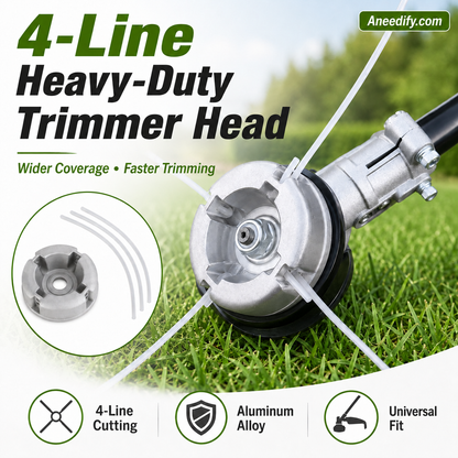 ⚙️🌿 Aluminum Trimmer Head – 4-Line Cutting & Universal Fit – Heavy-Duty & Easy Line Replacement 🏡