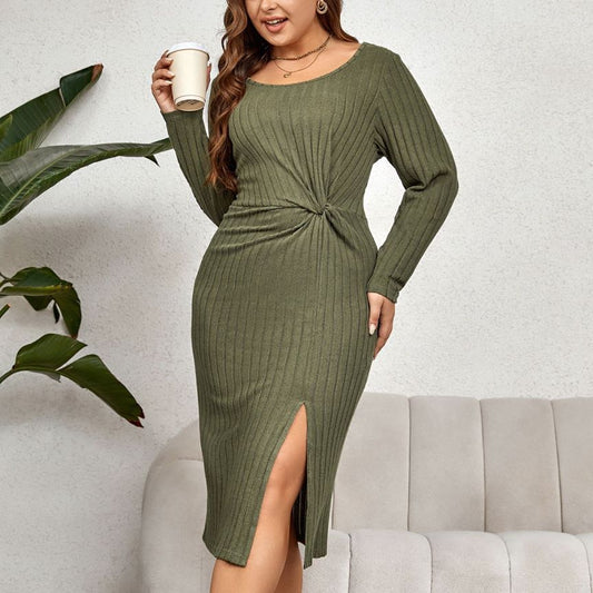 🔥Hot Sale - 49% OFF🔥Elegant Matcha Green Knit Slim-fit Dress