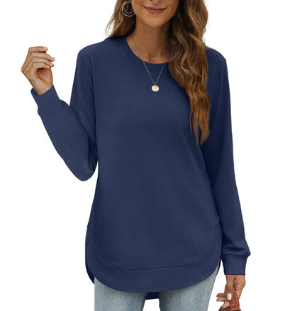 🍂Women's Sweatshirt Crewneck Long Sleeve Shirts High Low Tops Curved Hem