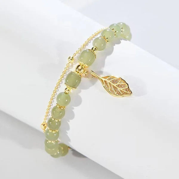 Hetian Jade Gold Leaf Bracelet