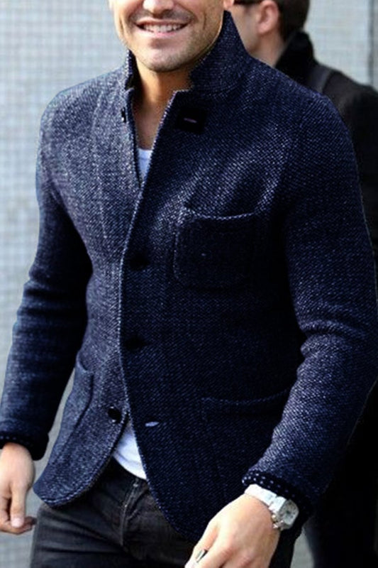 Men's Retro Grey Knitted Jacket