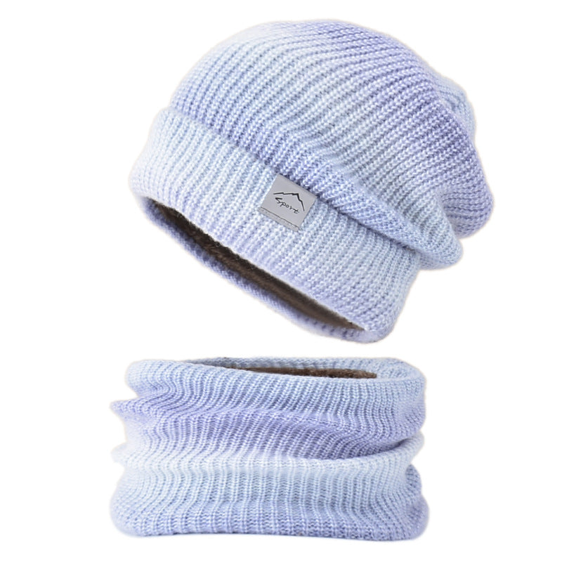 【Christmas Gift】 Gradient Color Warm Knitted Hat&Scarf 2-Piece Set