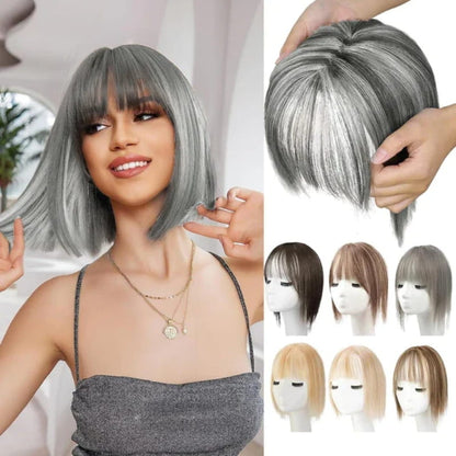 🎁Christmas sale🎅🔥Natural Hair Toppers with Bangs for Women