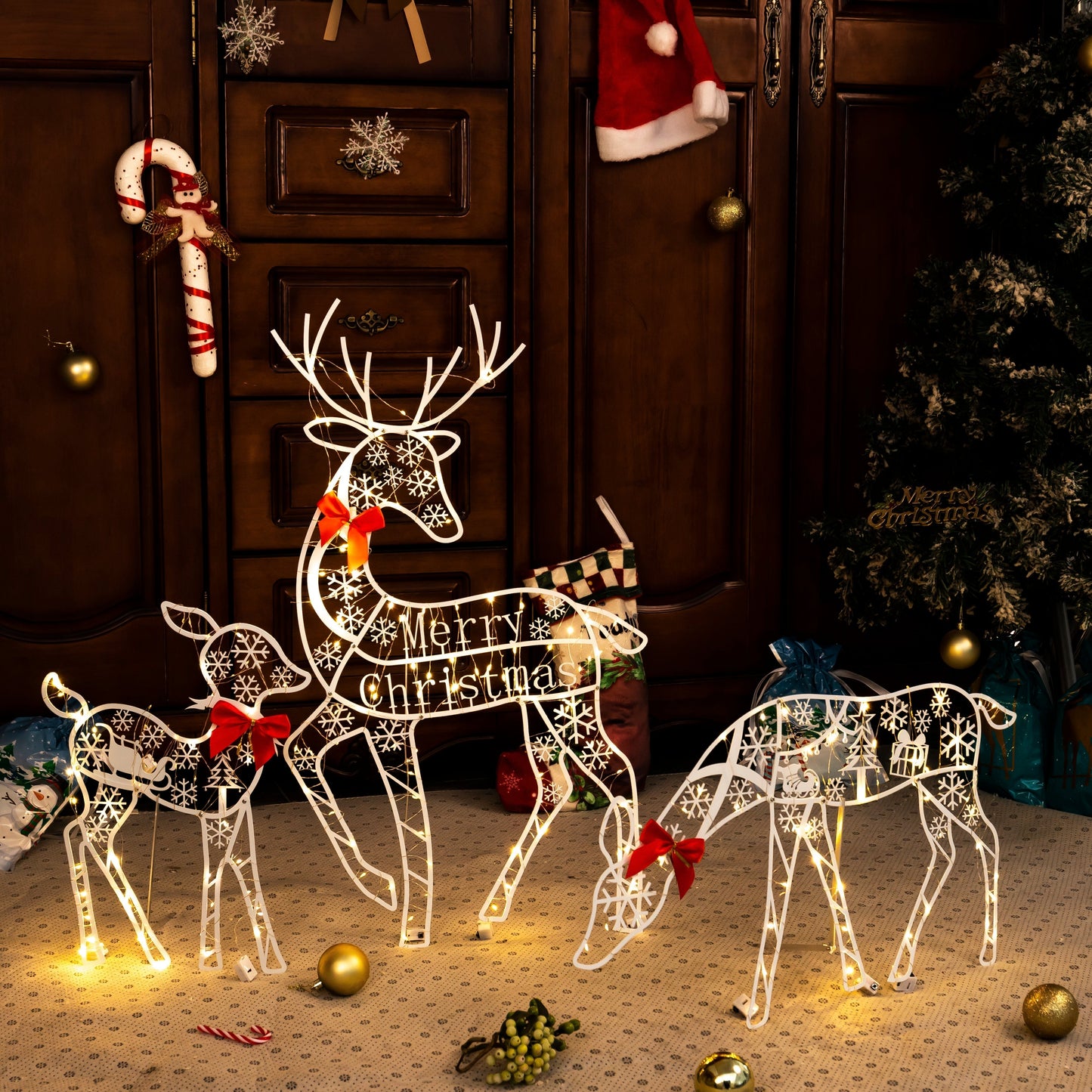 🎅Christmas Pre-sale🎁White Glitter Reindeer Christmas Light