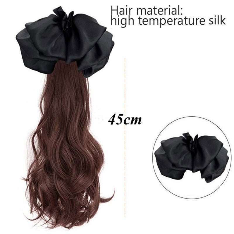 Bow Grab Clip Long Curly Hair Fake Braid