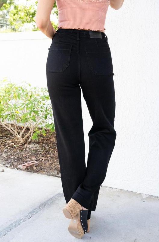 High-Waisted Stretch Straight-Leg Jeans