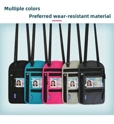 Travel Neck Pouch Neck Wallet with RFID Blocking Passport Holder