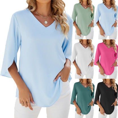 Women's Summer Short Sleeve V-Neck Top